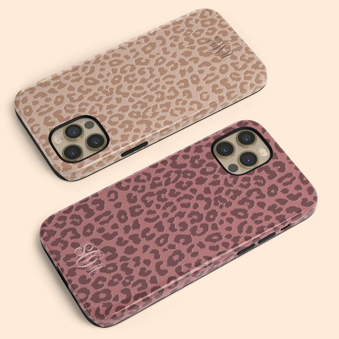 Nude Leopard Custom Monogram iPhone Case